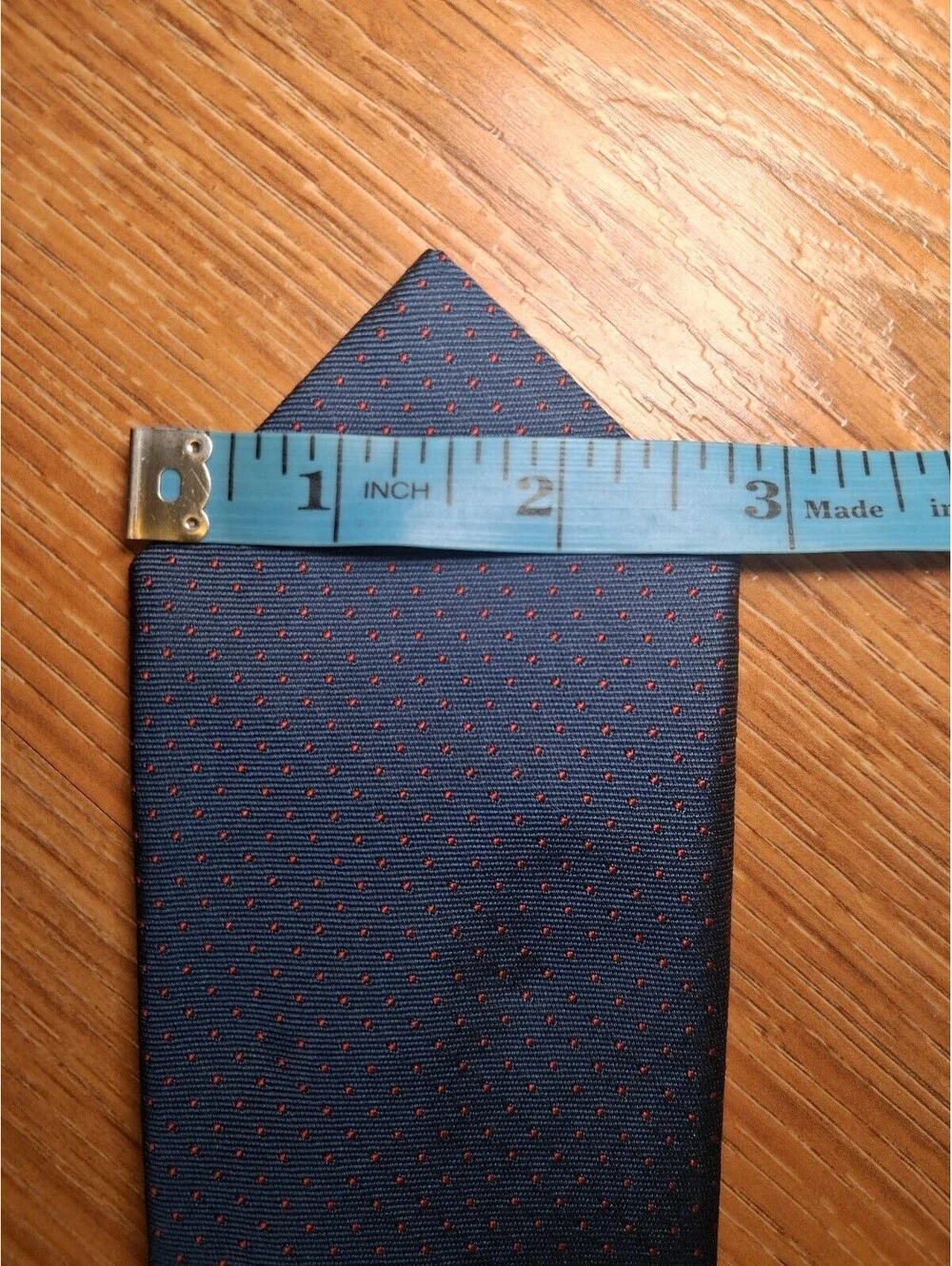 J Crew Silk Tie Navy Polka Dot Handmade in USA Slim Skinny